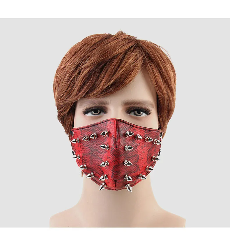 Men Womens Biker Motorcycle Mask Punk Spike Cone Anti Fog Wind Proof Dustproof Leather Snake Face Mask Earloop Fast Delivery