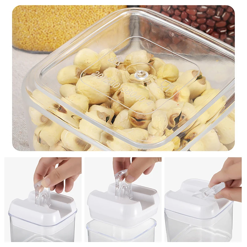 Kitchen Organizer Cereal Container Plastic Airtight Food Storage Container Food Container Box With Lid Fresh-Keeping Sealed Cans