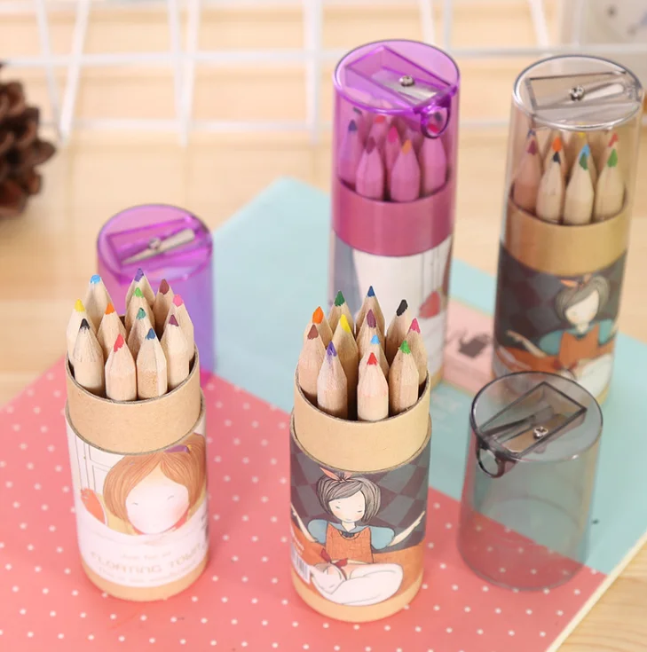 12 Pcs/lot 12 Colors Colored Pencils New Cute Wooden Writing Painting Pencils For Kids Gift School Supplies stationery