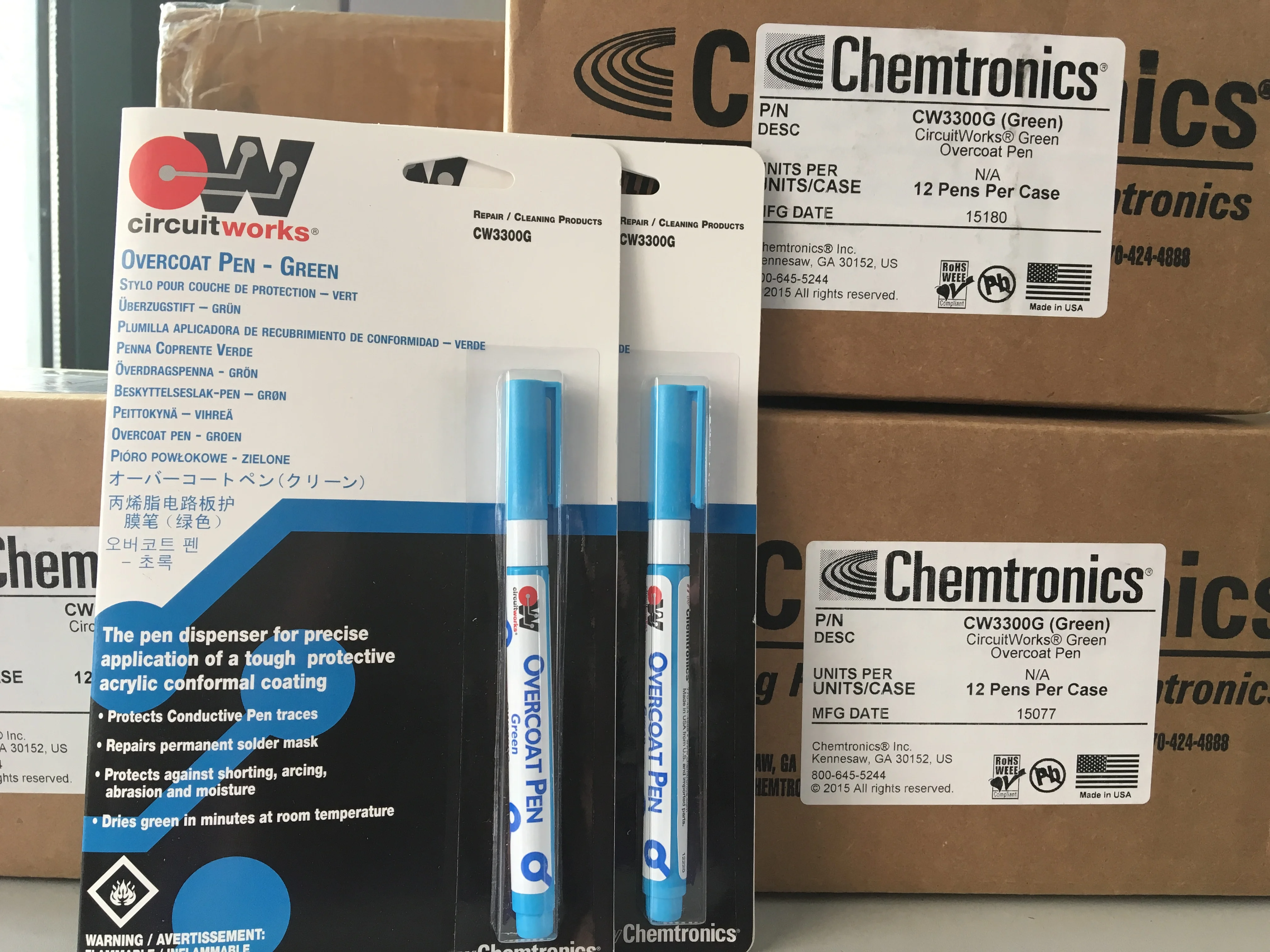 

CHEMTRONICS CIRCUITWORKS GREEN OVERCOAT PEN CW3300G CW3300B Black NEW
