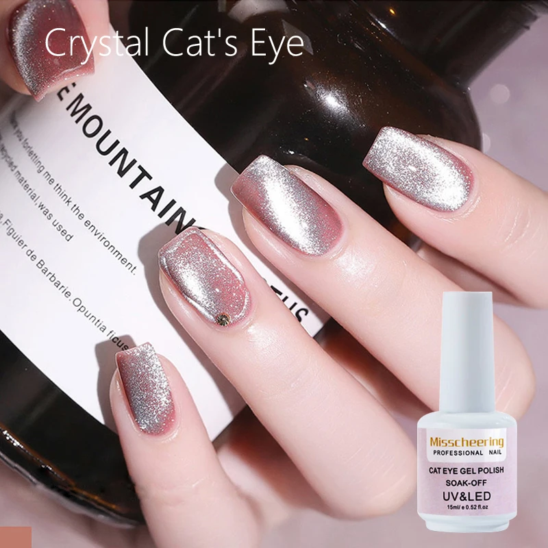 New Arrivals Crystal Cat Eye Gelpolish Collocation Glass Gel Nail Polish UV LED Varnish Soak Off Top Coat Sliver Wide Effect DIY