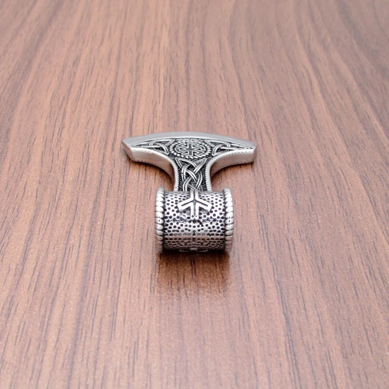 Punk 316L Stainless Steel Silver Color Black Viking Warrior Axe  Vegvisir Rune Kolovrat Pendant Jewelry