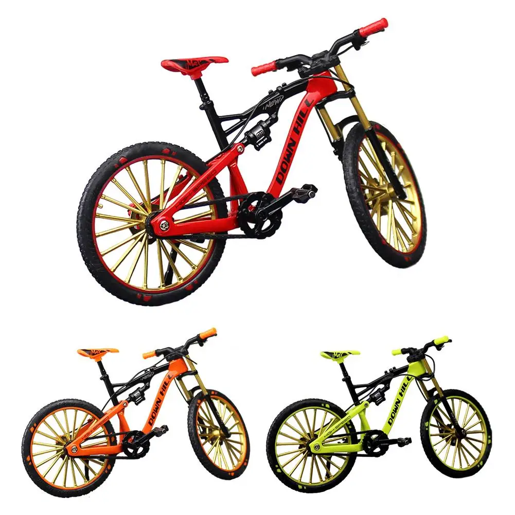 1:10 Mini Diecast Alloy Bicycle Model Metal Racing Finger Mountain Bike Pocket Portable Simulation Collection Toys For Children