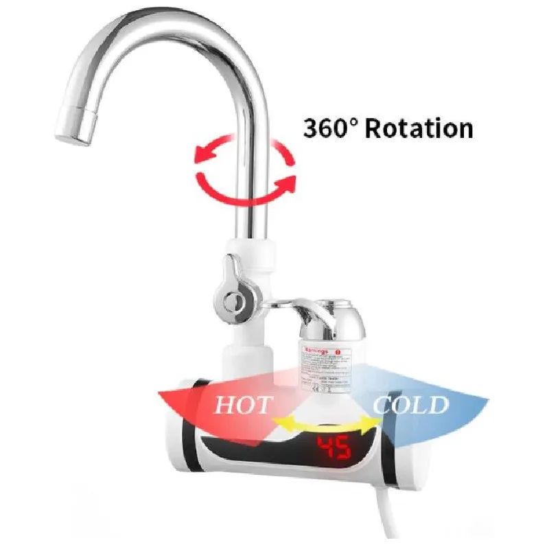 Water Heater Shower 220V Kitchen Faucet EU Plug Electric Water Heater 3000W Digital Display For Country House Cottage