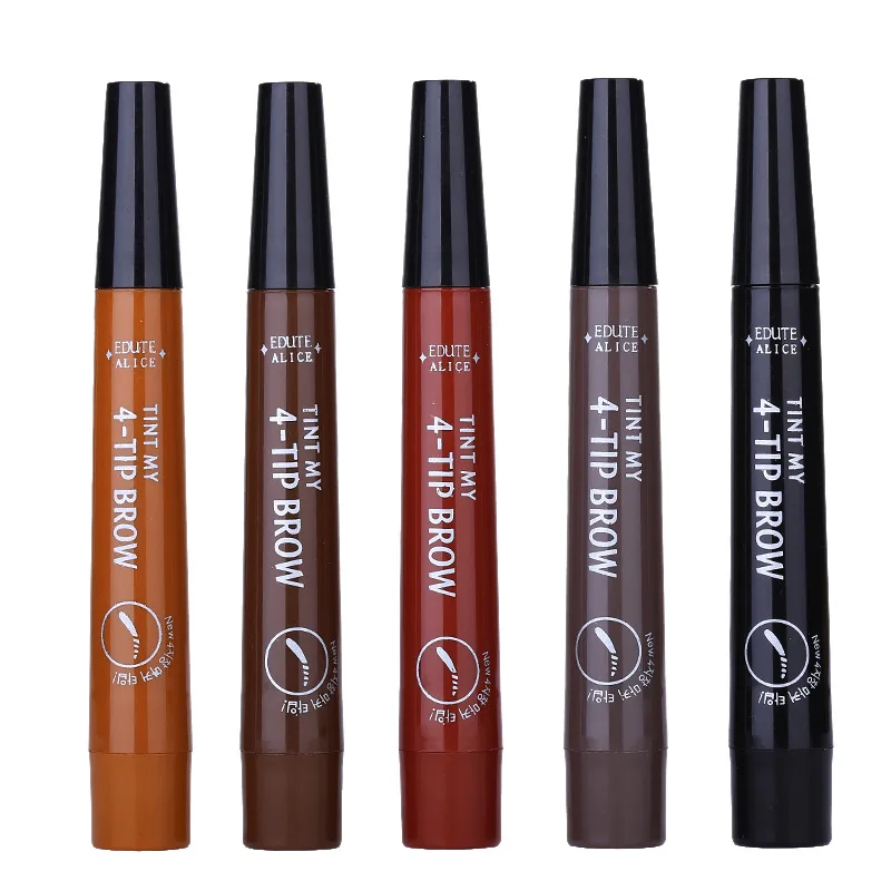 2021 Makeup New four-fork Eyebrow pencil, Waterproof and Sweat-proof easy to color fork Eyebrow pen,Liquid Eyebrow Brush