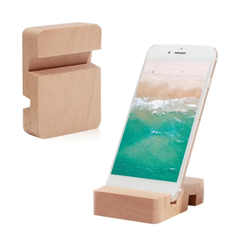 Slot Wood Bracket Phone Bracket Phone Stand Flat Bracket Desktop Mobile Phone Universal Double Simple Solid Wood Mobile