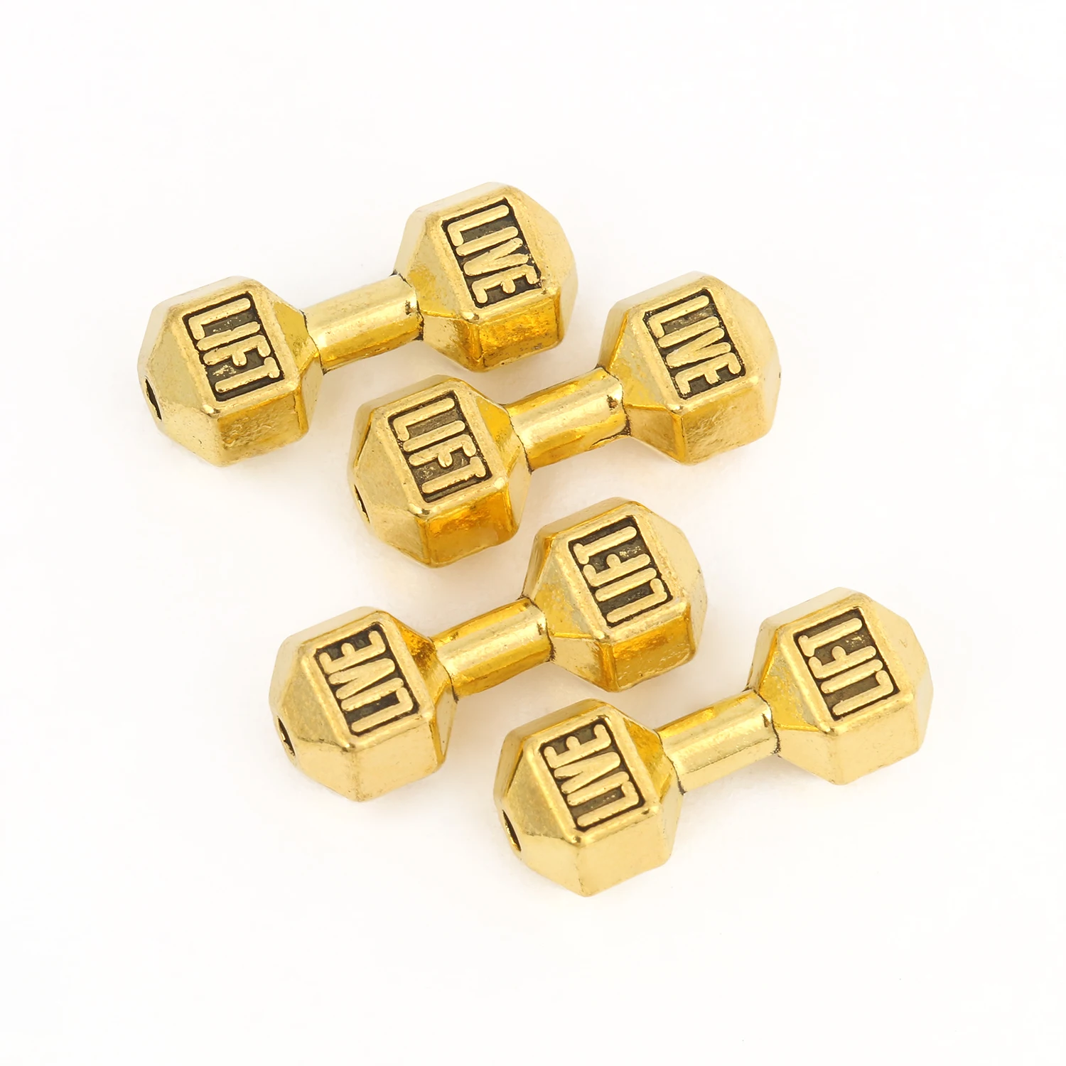 10PCS Barbell Dumbbell Beads Gold Silver Color Loose Spacer Beads for Jewelry Making Bracelets Necklace DIY Charms Accessories