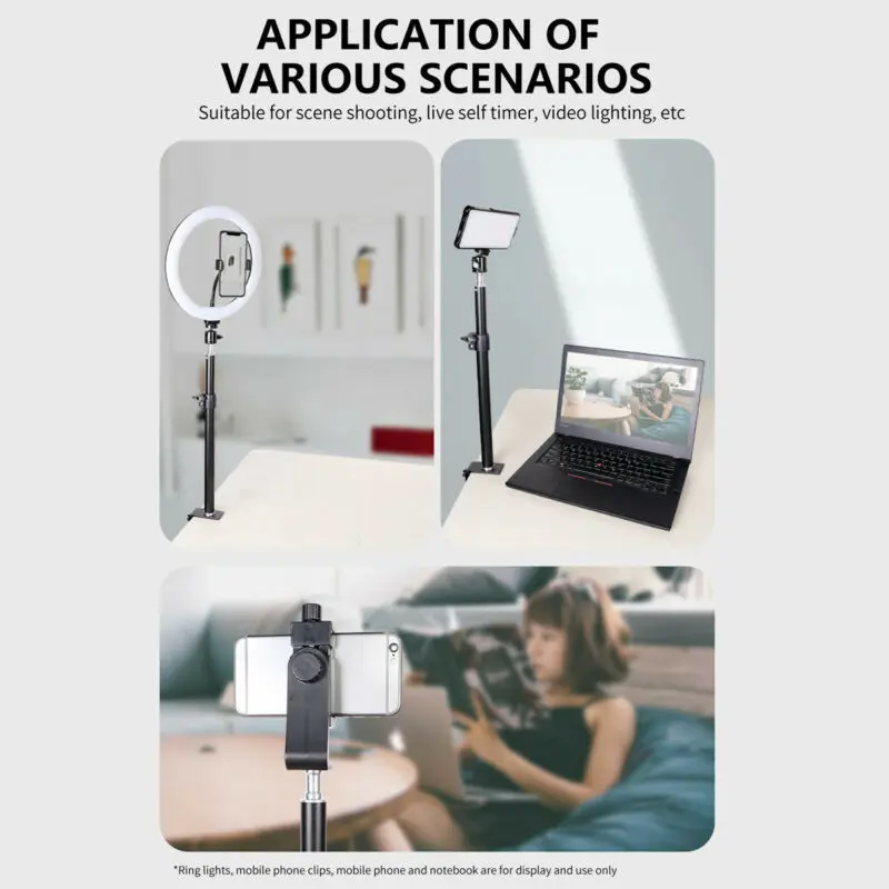 Vlog LED الفيديو الضوئي عدة مكتب جبل إضاءة الاستوديو متعدد مكتب المشبك جبل حامل مصباح مصمم على شكل حلقة فلاش كليب حامل مصباح قوس