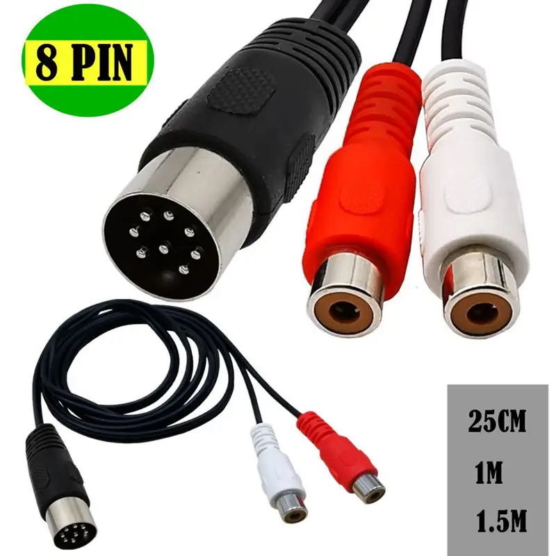 

Din 8 Pin To 2RCA Cable 8Pin Din Male Plug To 2-RCA Female Audio Adapter Cable 0.25M 1M For Musical Instrument Audio Equipment