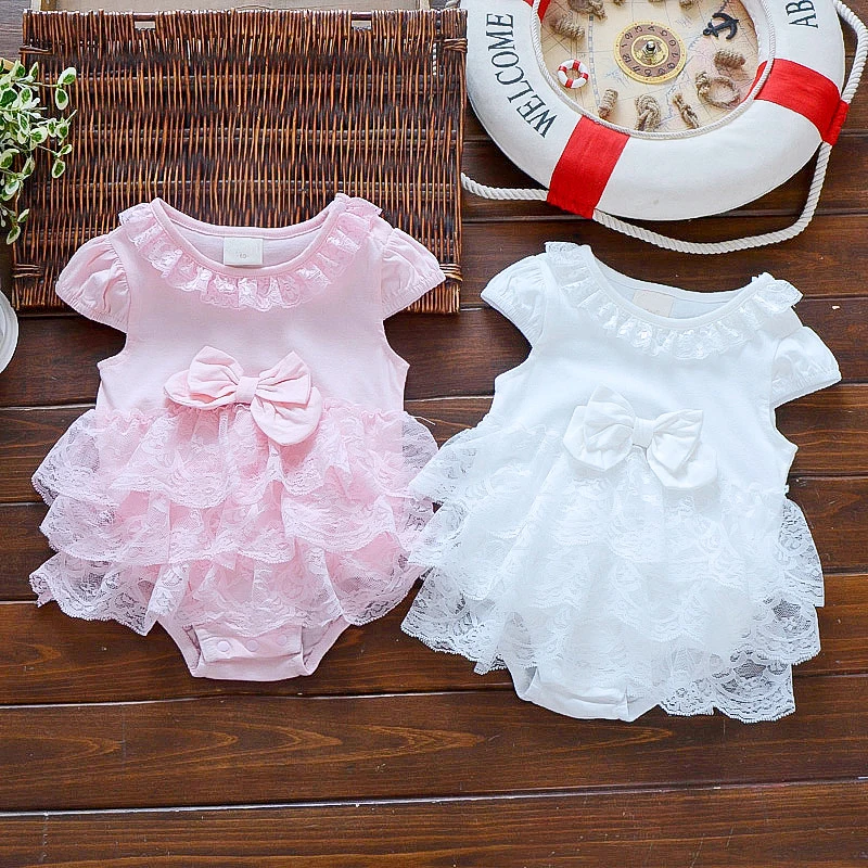 Newborn Baby summer bodysuit infant girls princess dress baby christening baptism gown party wedding 0-3 3-6 6-9 months bodysuit