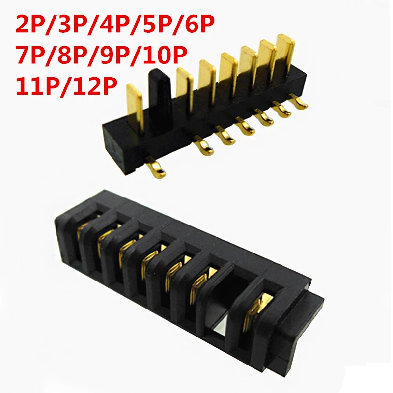 3 4 5 67 8 9 10pin laptop battery connector pitch 2.5mm Holder clip slot contact male and female plug 180 degree bend foot 1pair