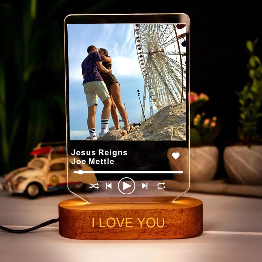 Custom Music Song Spotify Code Album Cover Or Personal Photos Acrylic Board Night Lamp personalized Engraved Text Christmas gift