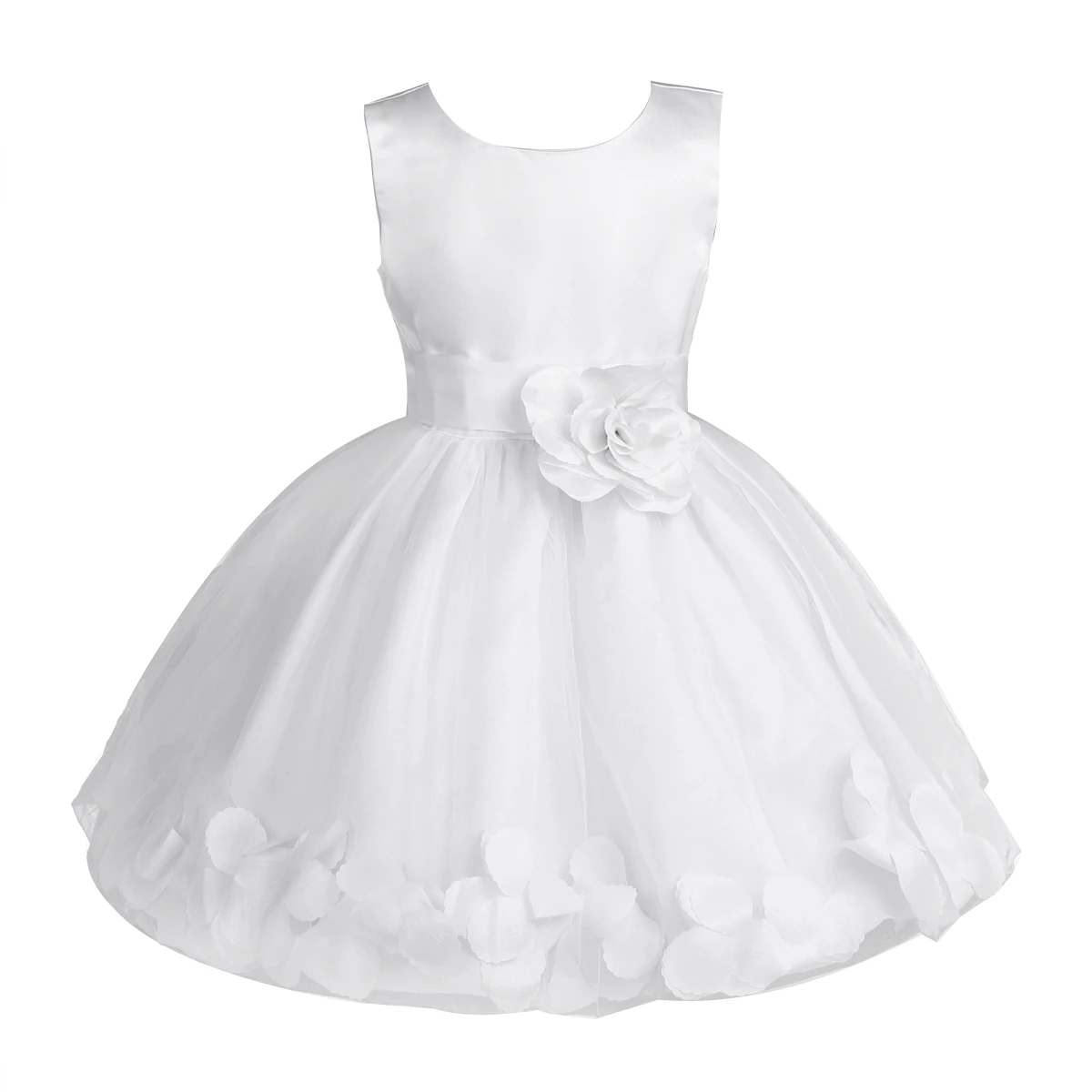 Vestidos Menina Flor com Pétalas Laço, Vestidos Formais, Bebé Menina, 1 Ano de Aniversário, Batismo, Vestido de Batizado