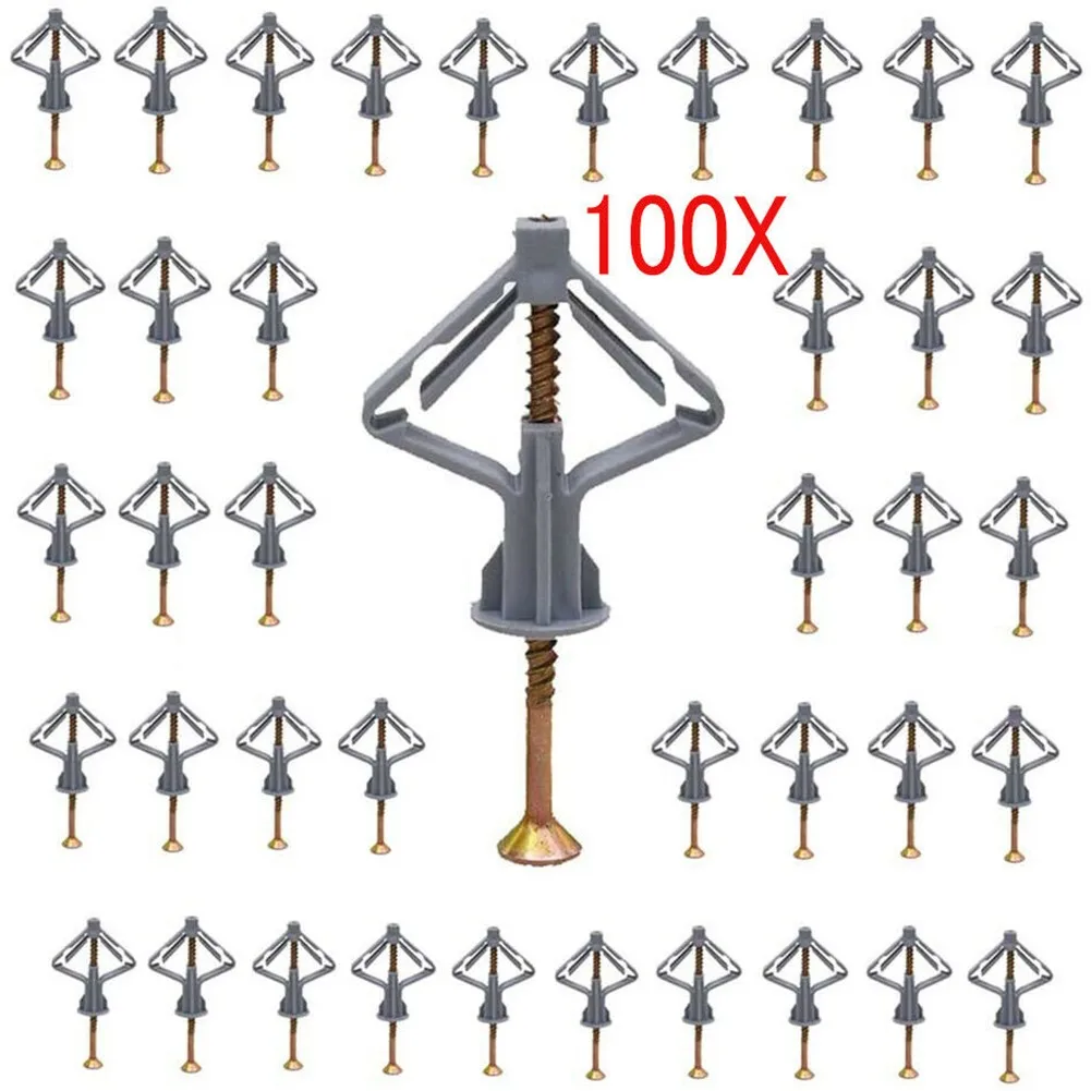 50pcs Self-Drilling Drywall Anchor Kit - Hollow Wall Anchors With Screws Home Pierced Special Nylon Plastic Gypsum Board