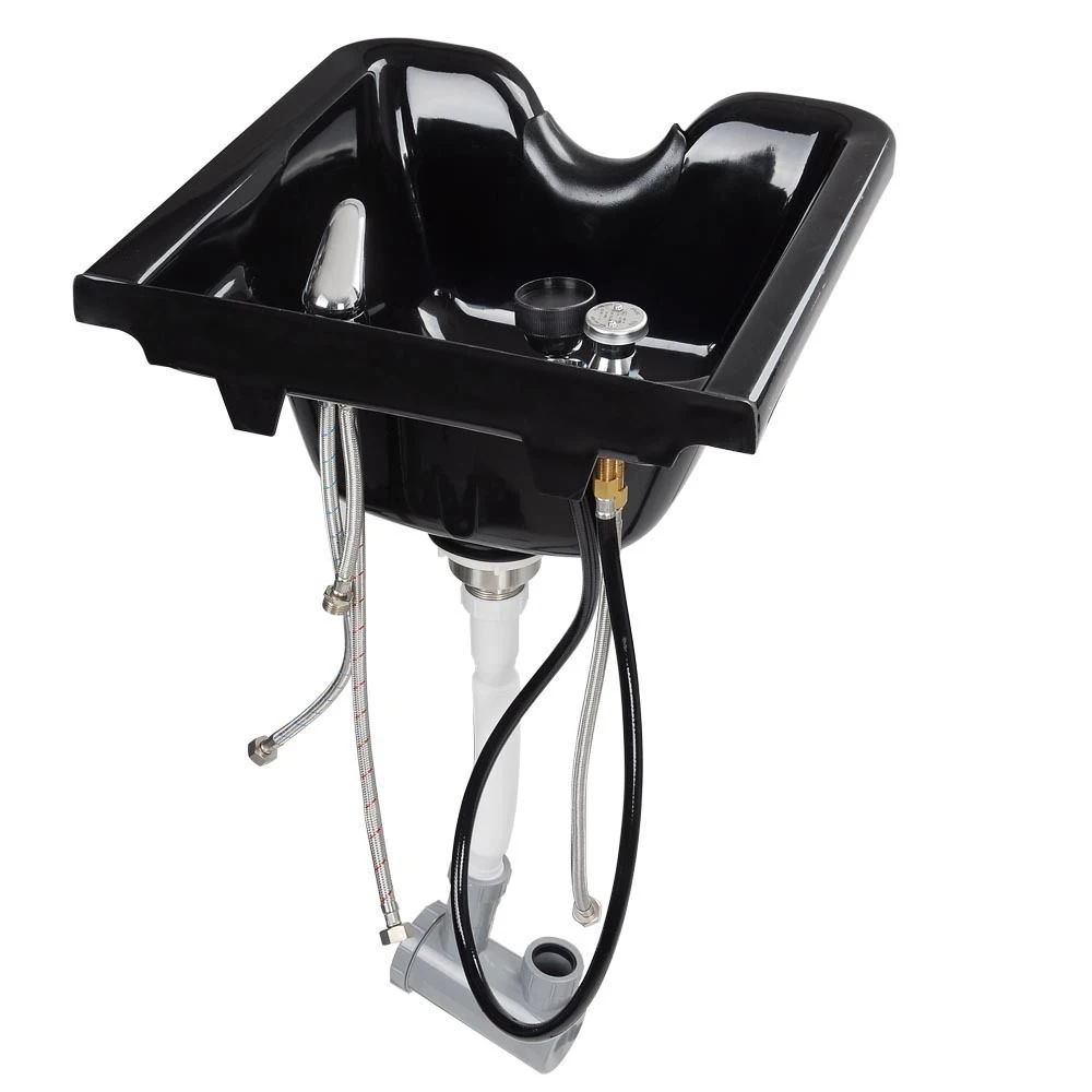 HZ9038 Adjustable Shampoo Basin Black Portable Salon Deep Shampoo Basin Sink Hair Salon Treatment Bowl with Drain Hose US Stock