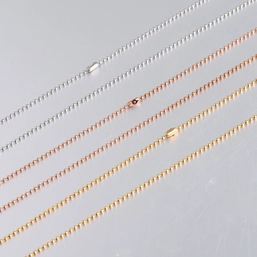 

Silver Color/Gold Color/Rose Gold Color Stainless Steel Bead Chain For Jewelry Making 1.5mm Width Metal Beads Chains 50cm 20pcs