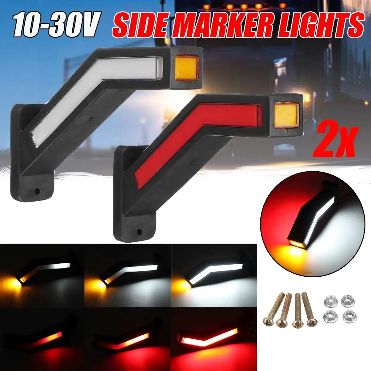 2pcs Led Trailer Lights Dynamic Led Turn Signals Side Marker Light Car Van Outline Marker Truck Light Brake Stop Signal Lamp