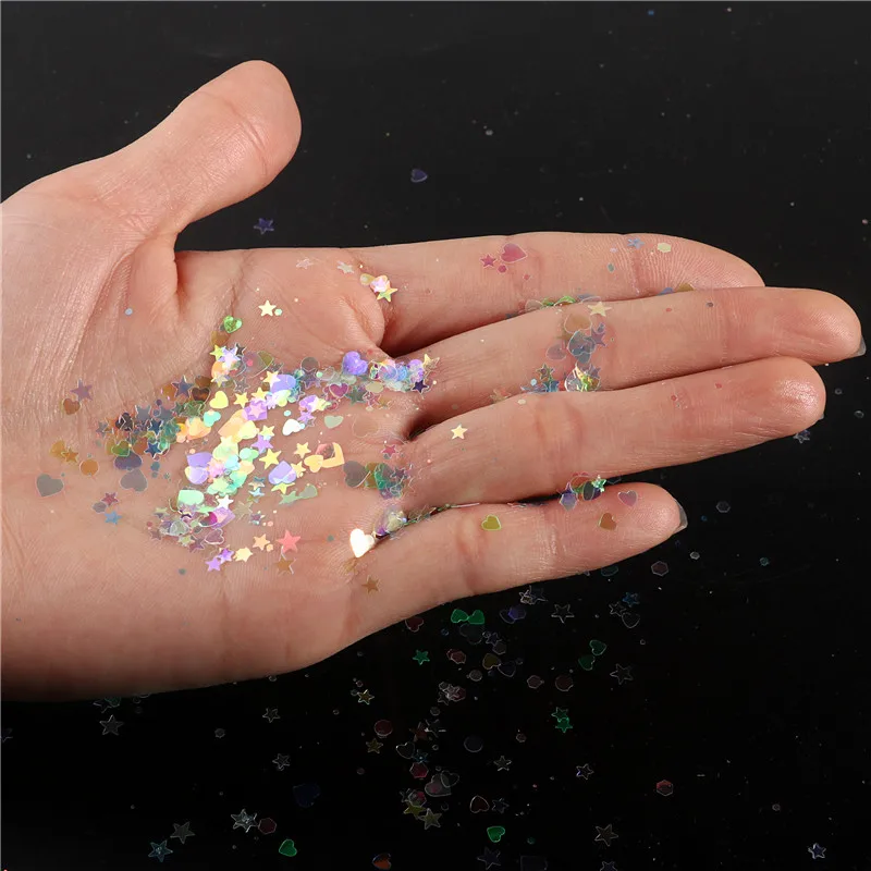 10g AB Glitter Mermaid Nail Flakes Sequins Mixed Star Heart Flowers Shape Paillette Nail Art Polish Holographic Decor Tips