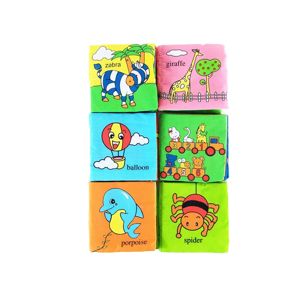 

BOLAFYNIA Children cloth book infant toy baby intelligence book 1set=6pes English Book