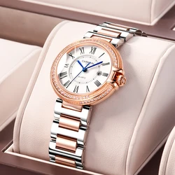 CARNIVAL Brand Luxury Diamond Quartz Watch Women Stainless Steel Sapphire Waterproof Calendar Ladies Watches Relogio Feminino