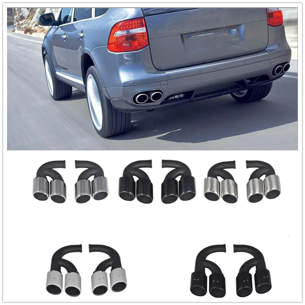 

For Porsche Cayenne S V6 V8 2011 2013 2014 Black/Silver Rear Exhaust Muffler Tip Pipe Air Outlet Vent Exhause Tailpipe Body Kit