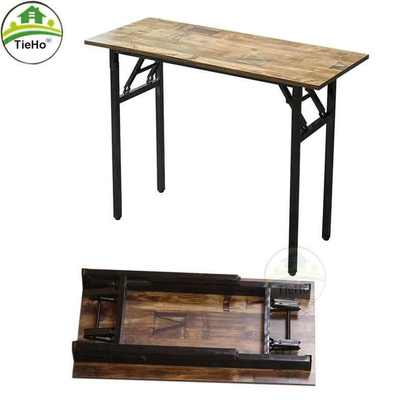 TieHo Retro Folding Table Computer Desk Modern Desk Small Apartment Study Writing Desk Dining Table Home Office Furniture