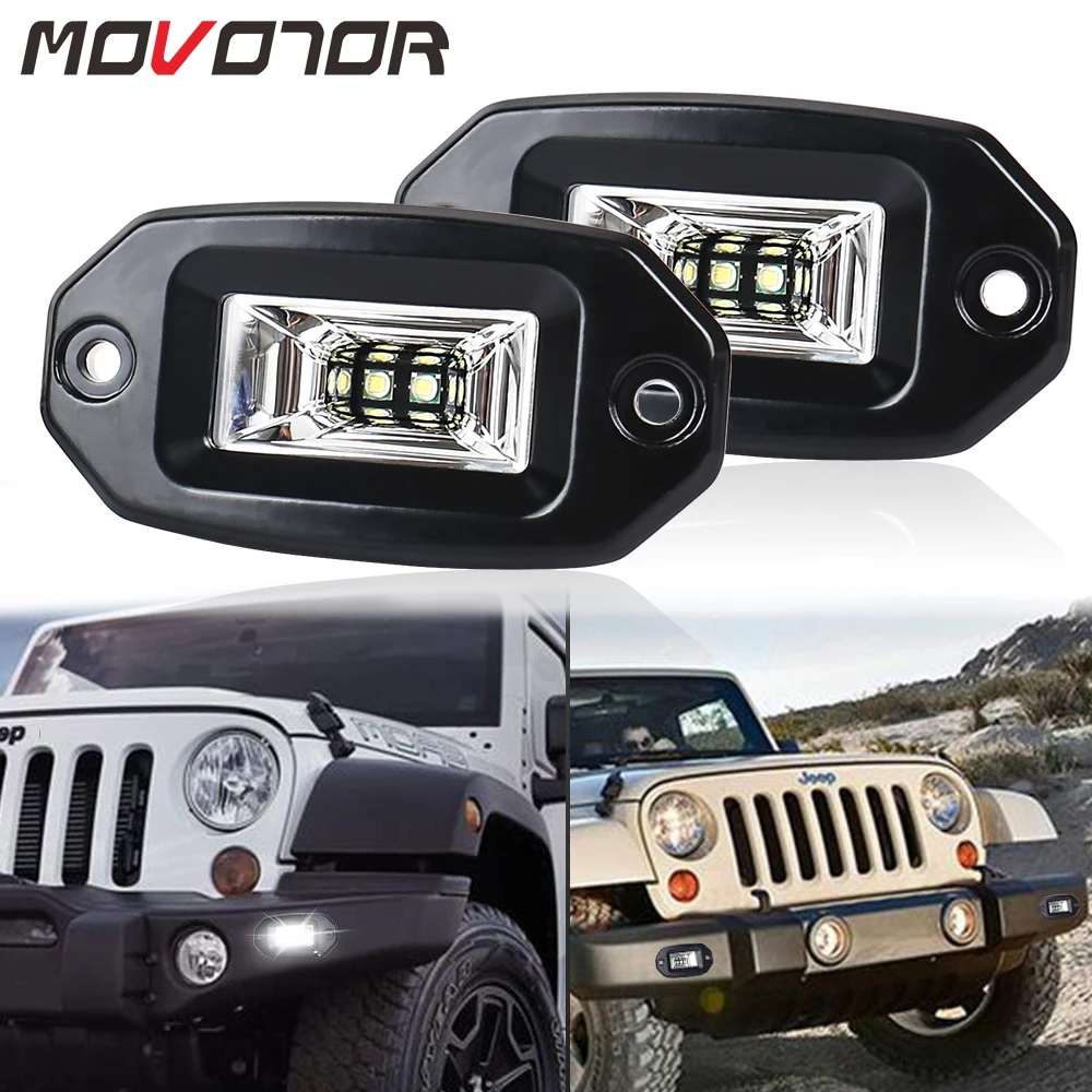 

MOVOTOR 20W Flush Mount Led Pods Flood LED Work Light Rear Backup Driving Fog Lamp for Truck Pickups Trailer