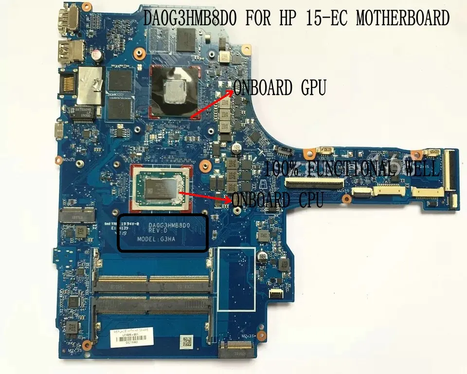 

FAST SHIPPING ORIGINAL For HP PAVILION GAMING 15-EC Laptop Motherboard DA0G3HMB8D0 REV: D RYZEN 5 R5-3500H GTX1050/3GB TESTED OK