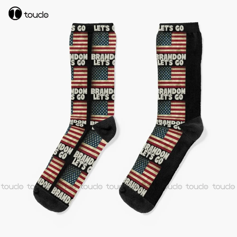 Let'S Go Brandon American Grunge Flag Impeach Biden Fjb Socks Funny Socks For Men Christmas Fashion New Year Gift Thanksgiving