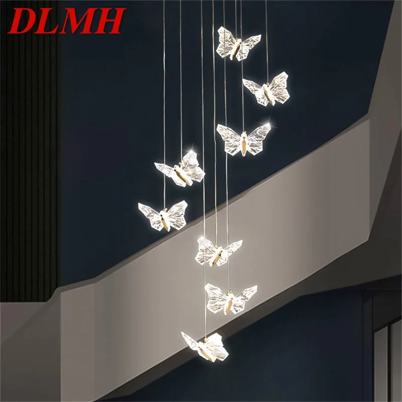 DLMH-lámparas de araña de mariposa nórdica, accesorios modernos, luces colgantes, LED para el hogar, pasillo de escaleras