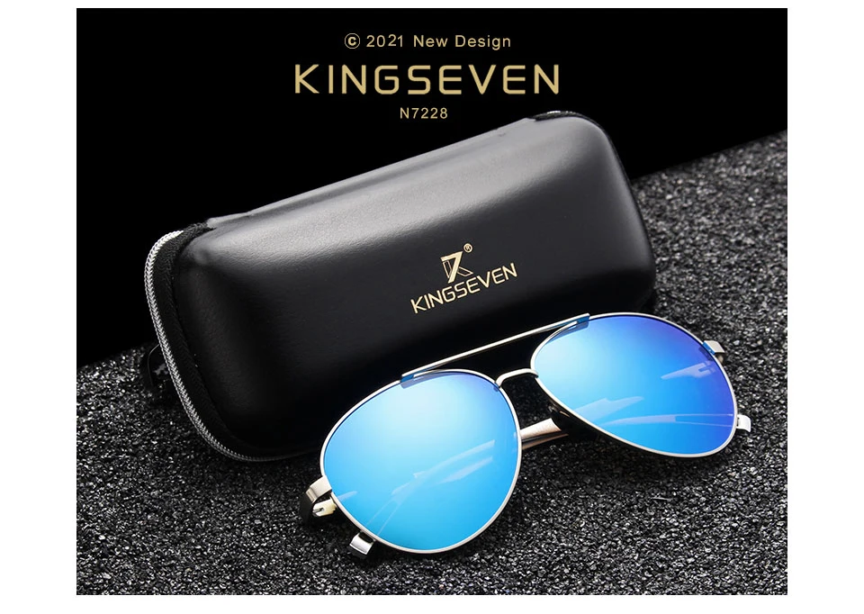 KINGSEVEN Männer Aluminium Polarisierte Sonnenbrille Klassische Marke Sonnenbrille EMI Verteidigung Beschichtung Objektiv Driving Shades N7228 – Detail 1