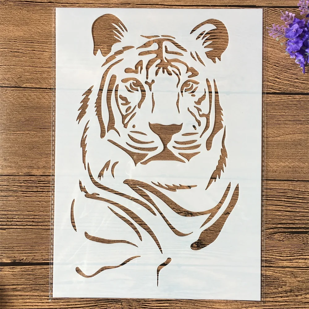 29cm a4 impressionante tigre diy estênceis estênceis pintura de parede scrapbook coloração gravação álbum decorativo papel cartão modelo