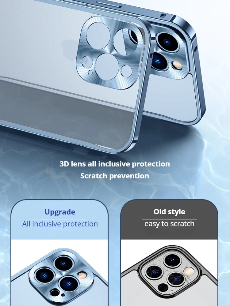Coque Luxury Ultra Thin Case For iPhone 12 Pro MAX Metal Bumper Camera Lens Protector Matte Acrylic Hard Clear Back Cover