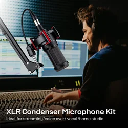 Professional XLR Condenser Microphone for Recording Podcast Cardioid Studio Mic Kit for Streaming,Gaming,Singing,Youtube