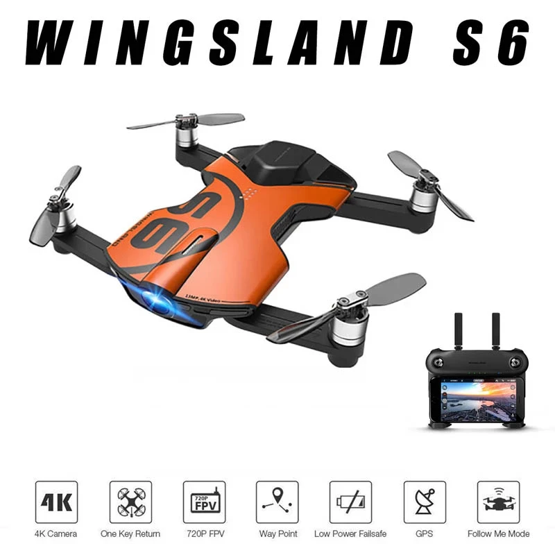 Wingsland S6 RC Drone 4K GPS Foldable FPV Quadcopter
