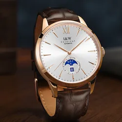 Switzerland I&W Carnival Japan MIYOTA Automatic Mechanical Men‘s Watches Luxury Brand Sapphire Waterproof Moon Phase Clock 527G