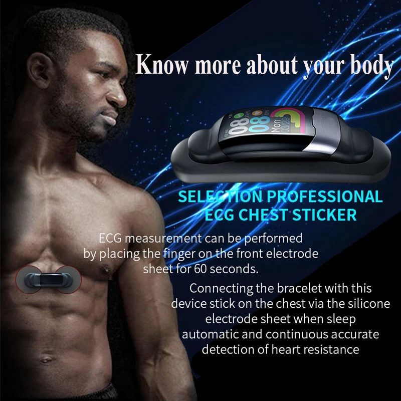 Watch ECG PPG Smart Watch Men HRV smart band blood pressure bracelet kinyo 2019 heart rate waterproof pk m3 m4 mx9 e18 smartband