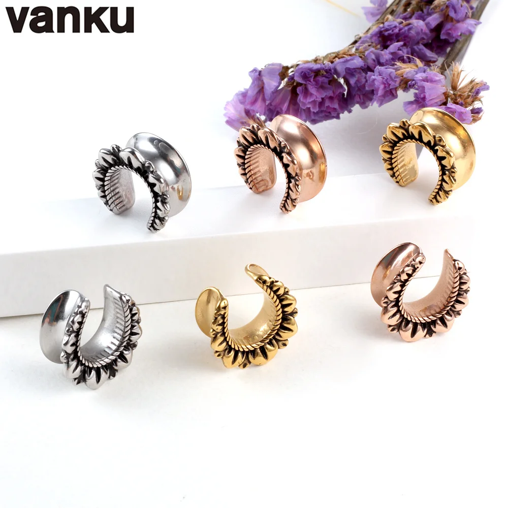 Vanku 10pcs New Saddle Ear Tunnel Plug Piercing Ring Expander Ear Gauges Stainless Steel 6-25mm Fashion Body Piercing Jewelry