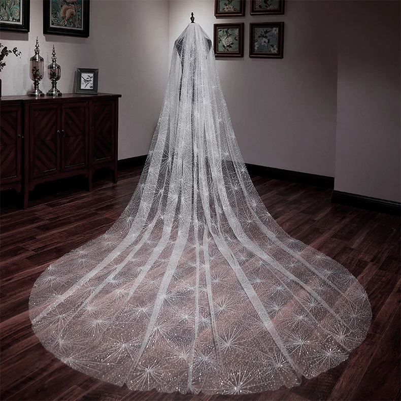 New Bridal Wedding Starry Sky 4M Super Long White Wedding Dress Veil