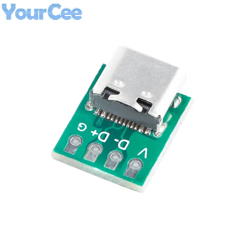 20pcs/1pc USB 3.1 Type C Connector 16Pin Female to 2.54mm Test PCB Board Adapter Socket For Data Line Wire Cable Transfer
