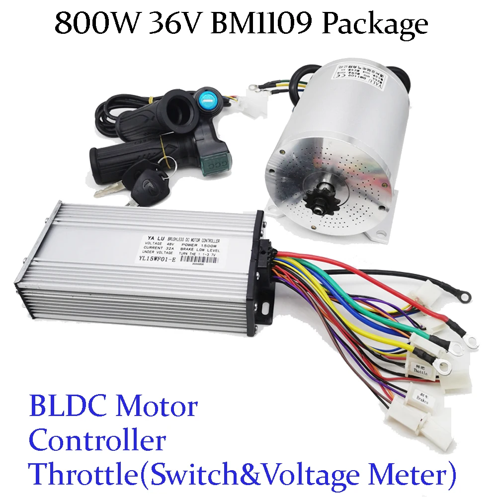 BLDC BM1109 800W 36V Electric Go Kart Brushless DC Motor Controller Throttle Voltage Meter For Ebike Mobility Rickshaw Vehicle