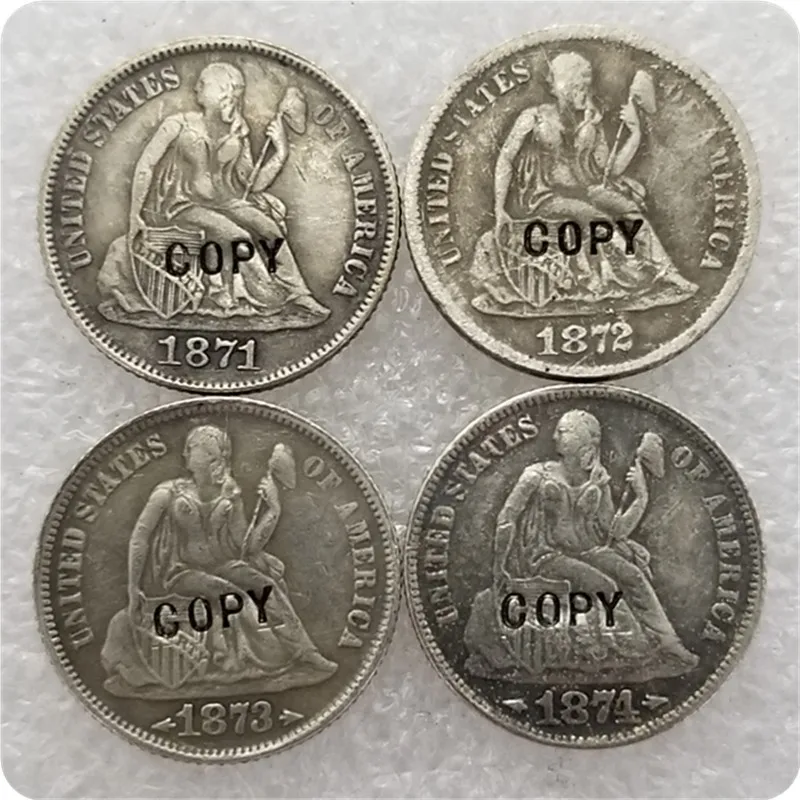 USA (1871,1872,1873,1874 )-CC Seated Liberty Dime COPY COINS