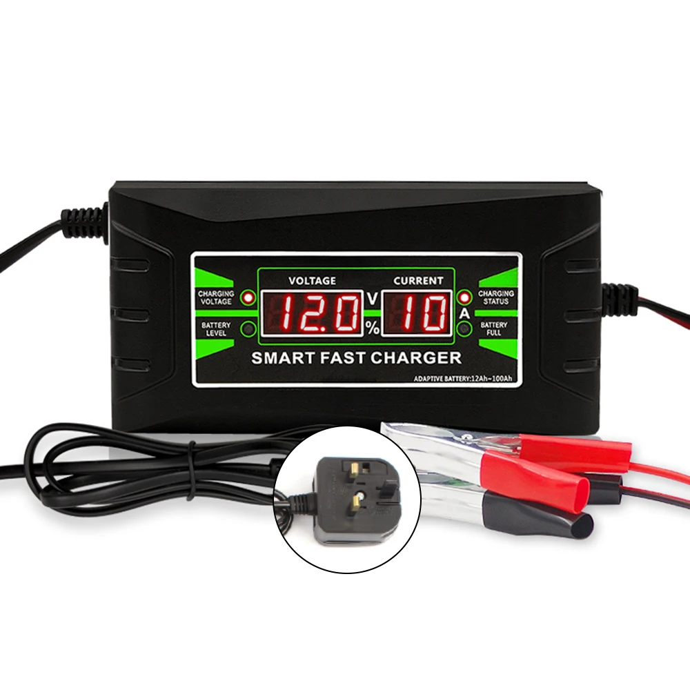 12V 6A Full Automatic Intelligent Smart Car Battery Charger Digit LCD Display Gel Colloidal Lead-acid Battery Charger