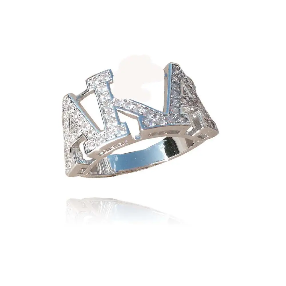 High Quality Silver Zircon GREEK  SORORITY Finger Ring