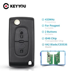 Chip KEYYOU 2 pulsanti Auto telecomando portachiavi ID46 per Peugeot 207 307 308 407 807 433MHz VA2 lama CE0536