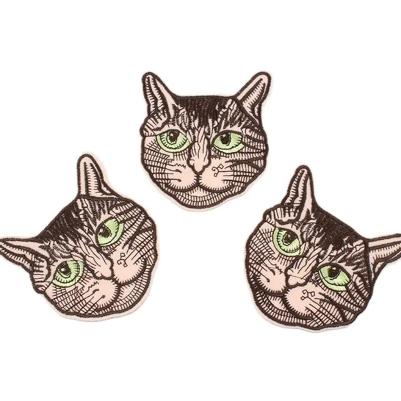 5pcs/lot Embroidered Cat Patch Iron On Animal Sticker for Jeans Coats Shirt DIY Clothes Fabric appliques Handmade Pants Badge