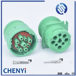 Green Deutsch 9 pin waterproof auto connector Diagnosctic Tool  circular Connector HD16-9-1939S HD10-9-1939P for Track J1939