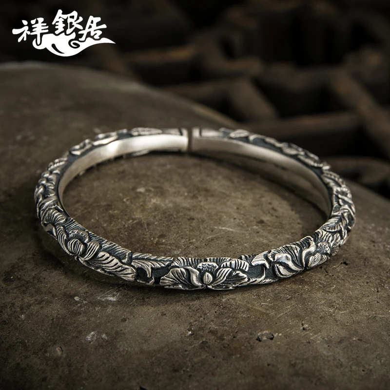 ★ancient ways of carve patterns or designs on woodwork hanfu deserve to act the role of peony flowers silver bracelet