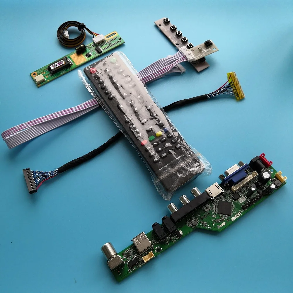 Módulo usb com lâmpadas, 15.4 polegadas, 30pin, vga, av, tv, novo controle, placa de driver de sinal digital 1280x800