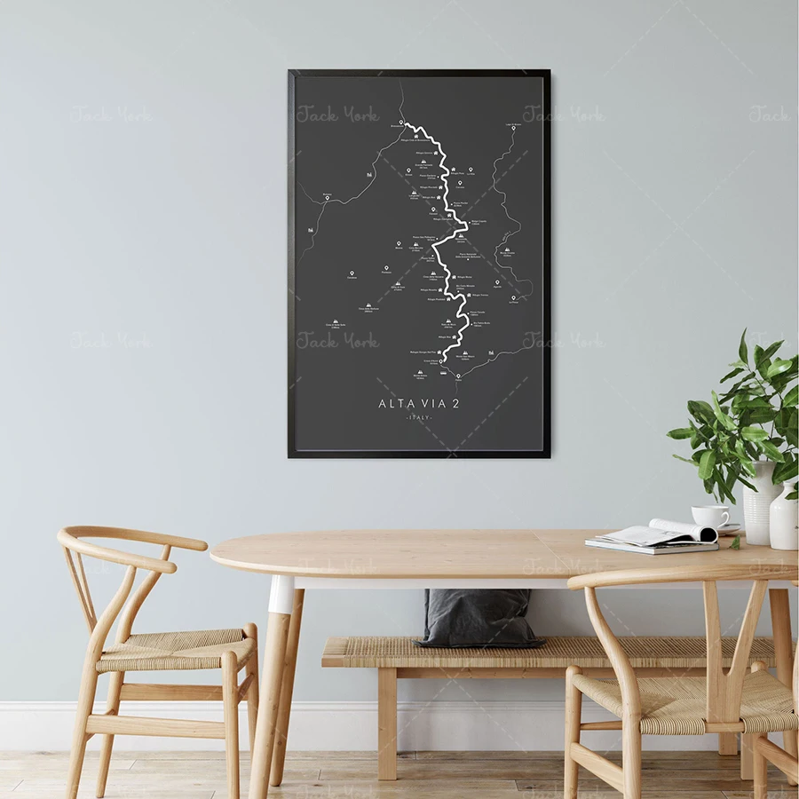 Alta Via 2 Poster | Alta Via 2 Track Map | Alta Via Wall Art | Dolomites Trekking | Relive your Adventures | Trail Map Art